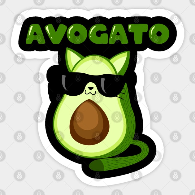 Avogato Funny Avocado Cat Lover Sticker by aneisha